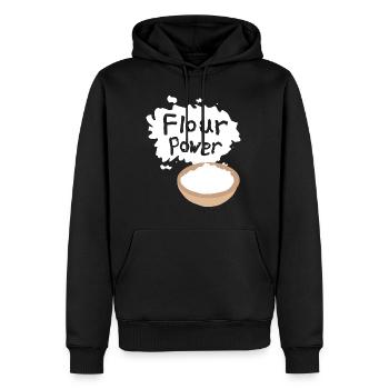 Flour Power - Männer Premium Bio Hoodie - Schwarz - Vorne - Nico (187cm)
