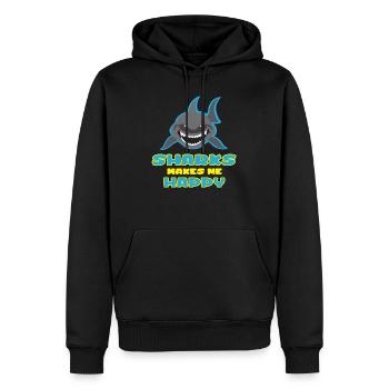Sharks makes me happy Spruch Fun Geschenk - Männer Premium Bio Hoodie - Schwarz - Vorne - Nico (187cm)