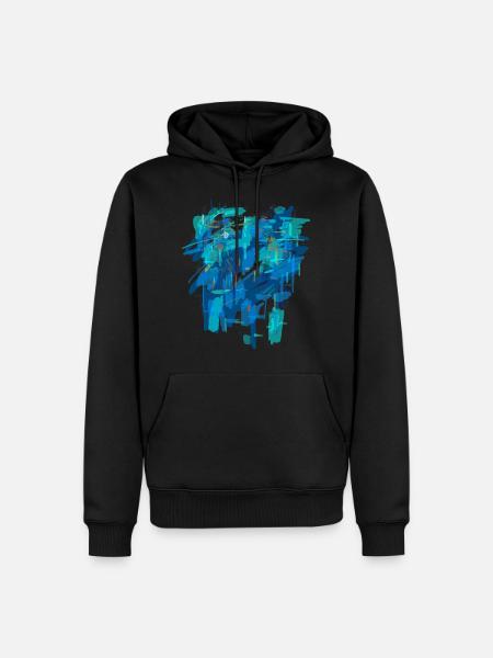Blue background - Men’s Premium Organic Hoodie - black