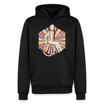 Vintage Wheelchair - Men’s Premium Organic Hoodie - black - Front - Nico (187cm)