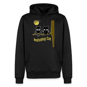 Idée de cadeau kawaii rigolo pour chat hibou - Sweat à capuche Premium bio Homme - noir - Devant - Nico (187cm)