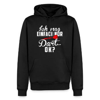 Dart Shirt · Darts · Darten · Ich mag einfach Dart - Männer Premium Bio Hoodie - Schwarz - Vorne - Nico (187cm)