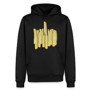 Frites One - Sweat à capuche Premium bio Homme - noir - Devant - Nico (187cm)