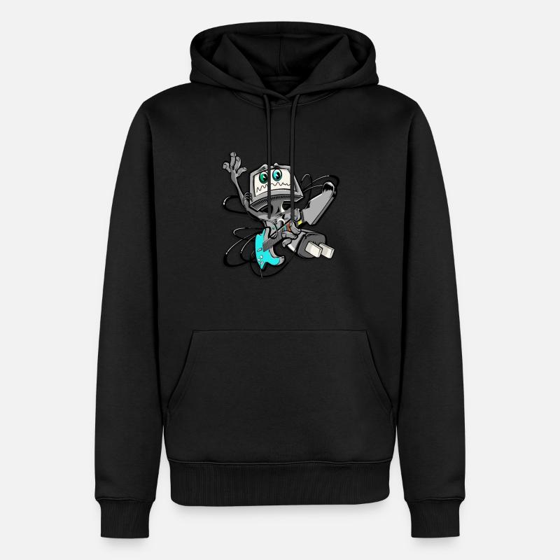 Cooler Computer Gitarrist im Elektrostyle - Männer Premium Bio Hoodie - Schwarz