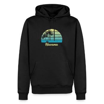 Havana Meer Palme Blau Geschenk Vintage Retro - Männer Premium Bio Hoodie - Schwarz - Vorne - Nico (187cm)