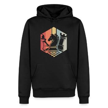 Échecs rétro - Sweat à capuche Premium bio Homme - noir - Devant - Nico (187cm)