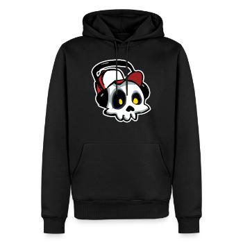 Scull mit Kopfhörern (Schlaganfall) - Männer Premium Bio Hoodie - Schwarz - Vorne - Nico (187cm)