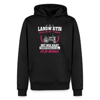 Chemise paysanne · tracteur · femme · un problème? - Sweat à capuche Premium bio Homme - noir - Devant - Nico (187cm)