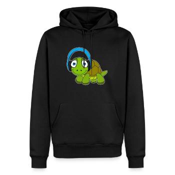 Idée cadeau kawaii pour un casque tortue - Sweat à capuche Premium bio Homme - noir - Devant - Nico (187cm)