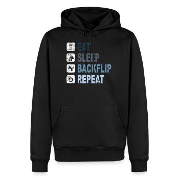 BackFlip, Parkour, Freerun, Sport, Cadeau - Sweat à capuche Premium bio Homme - noir - Devant - Nico (187cm)
