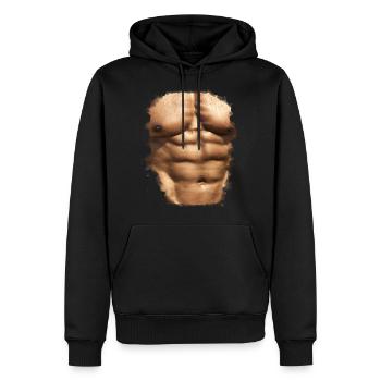 muscles 4 - Men’s Premium Organic Hoodie - black - Front - Nico (187cm)