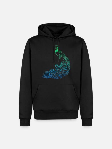 bird /// peacock /// peacock /// tribal /// dots - Men’s Premium Organic Hoodie - black
