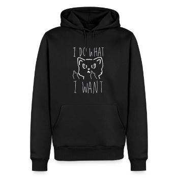 funny Cat and middle Gift idea - Sweat à capuche Premium bio Homme - noir - Devant - Nico (187cm)
