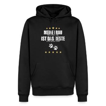 Ma femme | Chien | Gassi | plein d'esprit - Sweat à capuche Premium bio Homme - noir - Devant - Nico (187cm)