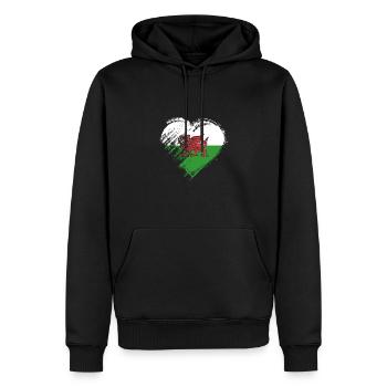 Grungy ich liebe Wales-Herz-Flagge - Männer Premium Bio Hoodie - Schwarz - Vorne - Nico (187cm)