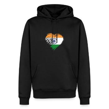 Grungy ich liebe Indien-Herz-Flagge - Männer Premium Bio Hoodie - Schwarz - Vorne - Nico (187cm)