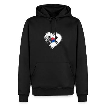 Grungy ich liebe Südkorea-Herz-Flagge - Männer Premium Bio Hoodie - Schwarz - Vorne - Nico (187cm)