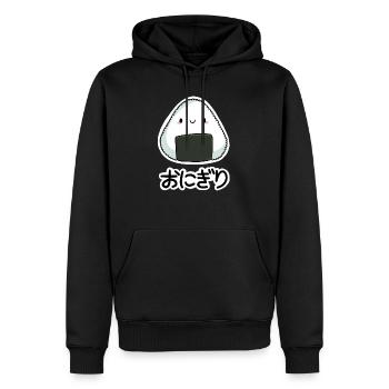Onigiri + Japanese characters - Men’s Premium Organic Hoodie - black - Front - Nico (187cm)