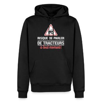 tracteurs - risque de parler - Sweat à capuche Premium bio Homme - noir - Devant - Nico (187cm)