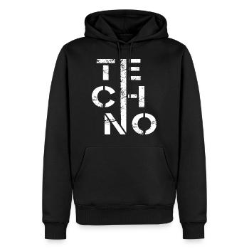Minimal Techno - Männer Premium Bio Hoodie - Schwarz - Vorne - Nico (187cm)