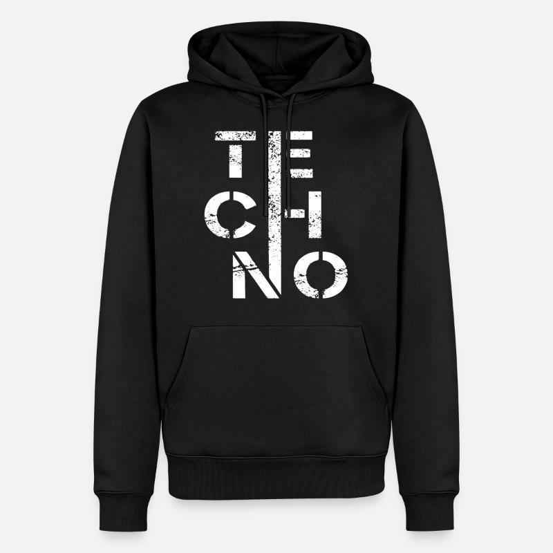 Minimal Techno - Männer Premium Bio Hoodie - Schwarz