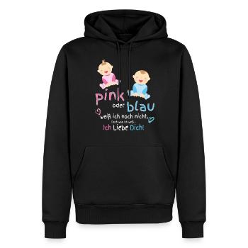 Grossesse naissance bébé femme enceinte - Sweat à capuche Premium bio Homme - noir - Devant - Nico (187cm)