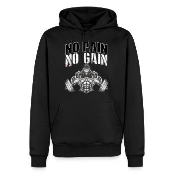 No pain no gain to train in the gym hard - Men’s Premium Organic Hoodie - black - Front - Nico (187cm)