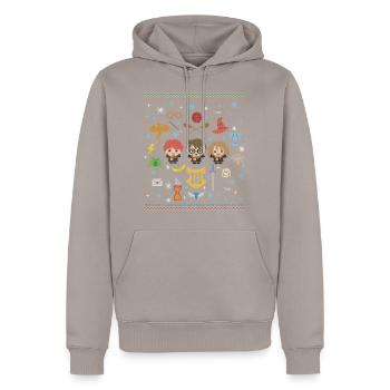 Harry Potter Ugly Christmas Chibi Design - Men’s Premium Organic Hoodie - taupe - Front - Nico (187cm)