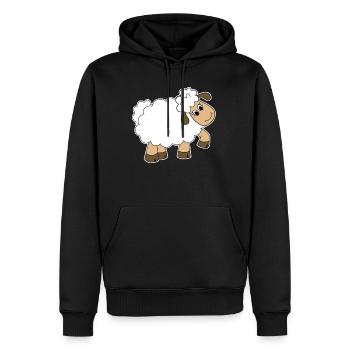 Comic Cartoon Wolle Bauernhof Schaf Lamm Geschenk - Männer Premium Bio Hoodie - Schwarz - Vorne - Nico (187cm)