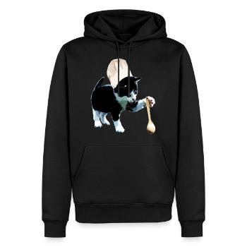 Chef chat cuisine cuisine chat - Sweat à capuche Premium bio Homme - noir - Devant - Nico (187cm)