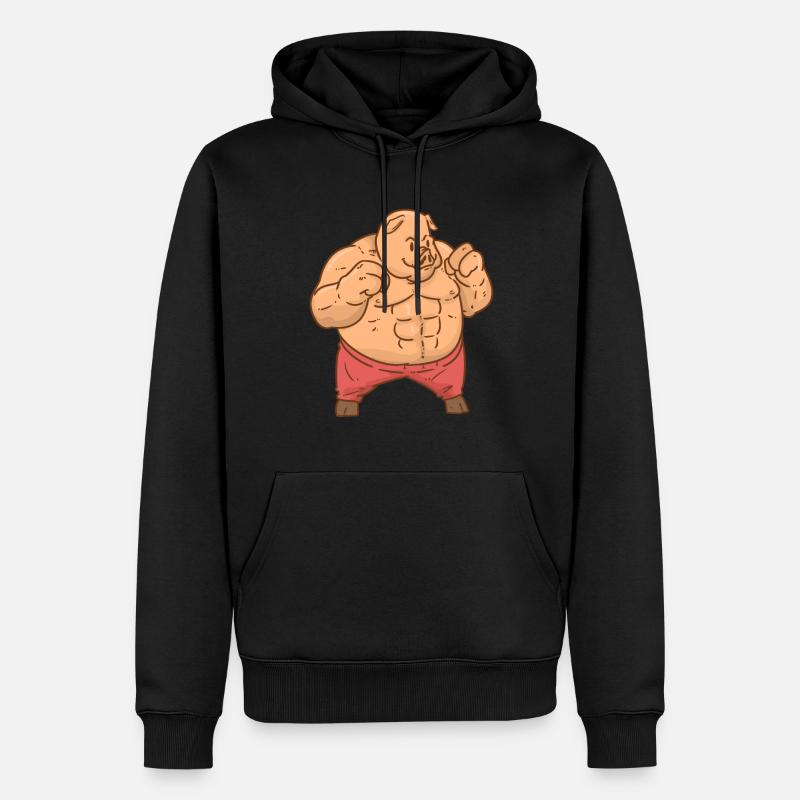 Cochon avec Sixpack Super Strong - Sweat à capuche Premium bio Homme - noir