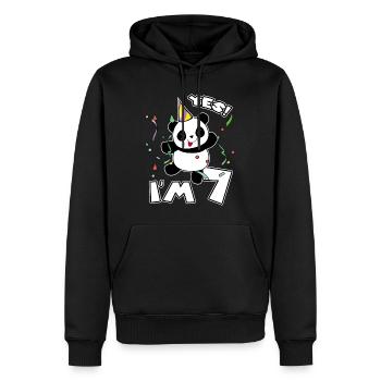 7th Birthday Panda Party Yes I'm 7 Years Old Gift - Men’s Premium Organic Hoodie - black - Front - Nico (187cm)
