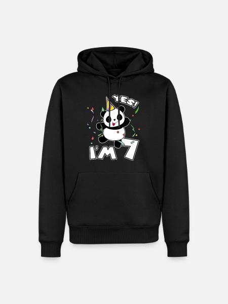 7. Geburtstag Panda Party Ich bin 7 Jahre Geschenk - Männer Premium Bio Hoodie - Schwarz