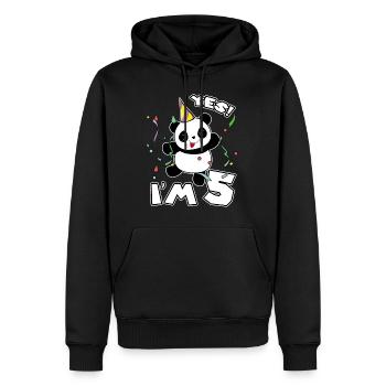 5. Fête d’anniversaire Panda Je suis 5 ans cadeau - Sweat à capuche Premium bio Homme - noir - Devant - Nico (187cm)