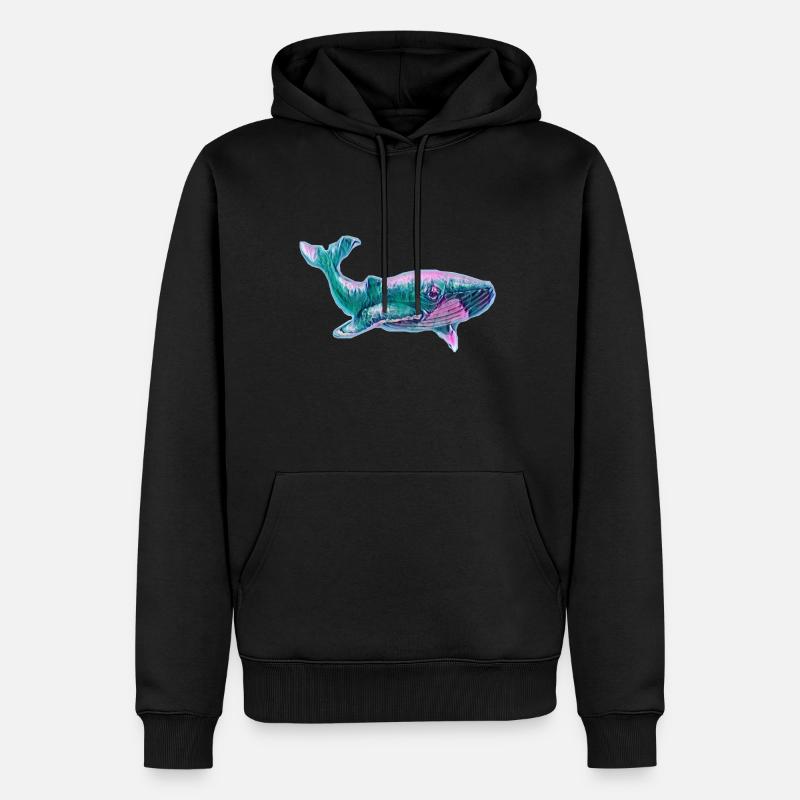 Rorqual bleu - Sweat à capuche Premium bio Homme - noir
