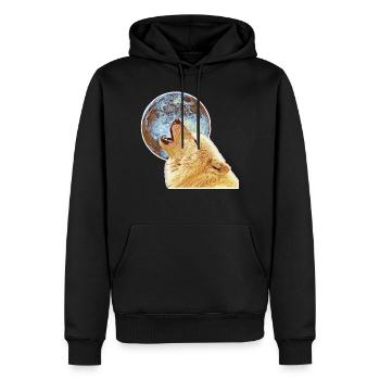 Loup - Sweat à capuche Premium bio Homme - noir - Devant - Nico (187cm)