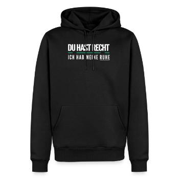 Du hast recht ich hab meine ruhe - Männer Premium Bio Hoodie - Schwarz - Vorne - Nico (187cm)