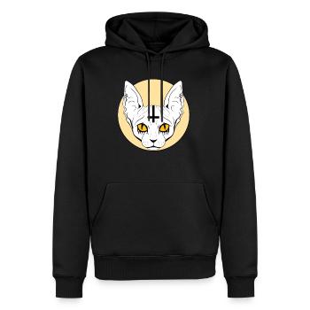 Chat Baphomet Satanique - Sweat à capuche Premium bio Homme - noir - Devant - Nico (187cm)