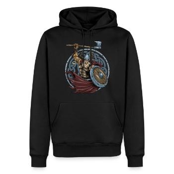 Barbe de hache guerrière viking - Sweat à capuche Premium bio Homme - noir - Devant - Nico (187cm)