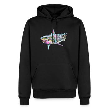Requin - Sweat à capuche Premium bio Homme - noir - Devant - Nico (187cm)