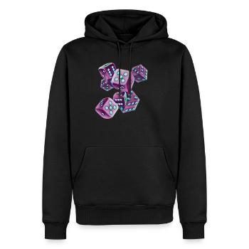 Würfel - Männer Premium Bio Hoodie - Schwarz - Vorne - Nico (187cm)