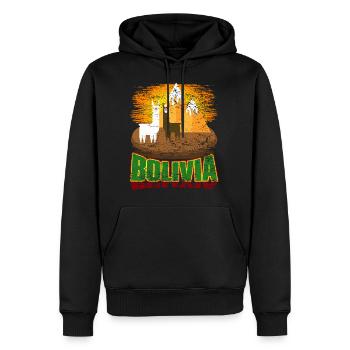 Bolivie Amérique du Sud Lamas Alpacas Pays Cadeau - Sweat à capuche Premium bio Homme - noir - Devant - Nico (187cm)
