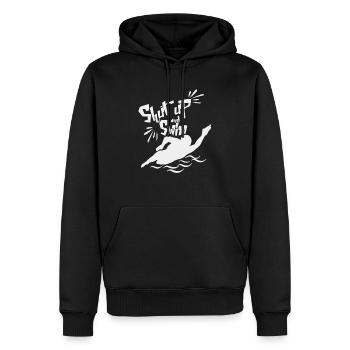 Tais-toi et nage - Sweat à capuche Premium bio Homme - noir - Devant - Nico (187cm)