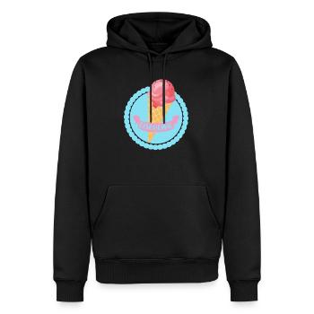 crème glacée - Sweat à capuche Premium bio Homme - noir - Devant - Nico (187cm)
