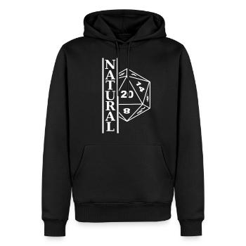 Natürliche 20! - Männer Premium Bio Hoodie - Schwarz - Vorne - Nico (187cm)