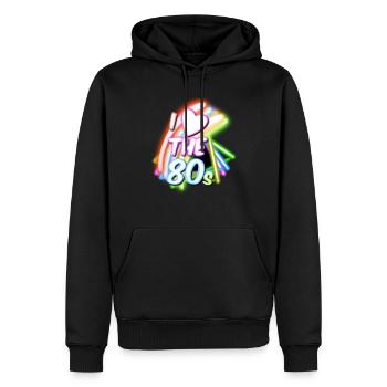 I love the 80s - Männer Premium Bio Hoodie - Schwarz - Vorne - Nico (187cm)