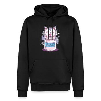 Süße Katze als Antidepressiva - Gegen Depression - Männer Premium Bio Hoodie - Schwarz - Vorne - Nico (187cm)