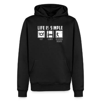 Hammerwurf T-Shirt Geschenk Hammerwerfer - Männer Premium Bio Hoodie - Schwarz - Vorne - Nico (187cm)