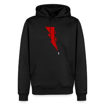 Gewitter - Blitz - Blitzschlag - Strichmännchen 3 - Männer Premium Bio Hoodie - Schwarz - Vorne - Nico (187cm)