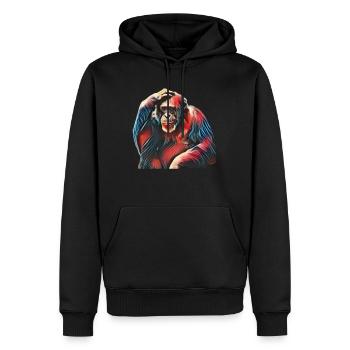 Singe - Sweat à capuche Premium bio Homme - noir - Devant - Nico (187cm)